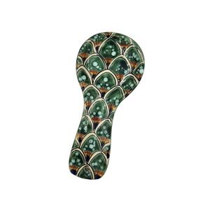 Mexican Talavera Style Pottery Spoon Rest Handpainted Signed Contreras 10"